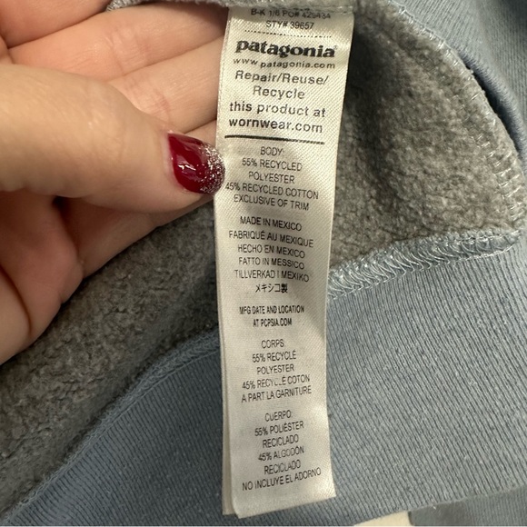 Patagonia P-6 Logo Uprisal Crewneck Sweatshirt Lt. Blue Unisex W’s XXL / M’s‎ XL - Picture 3 of 7